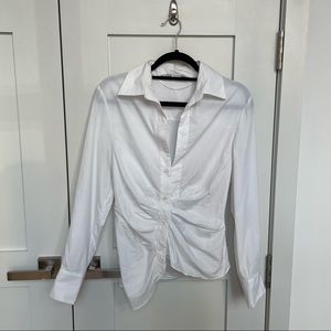 Zara White Blouse Ruched Top